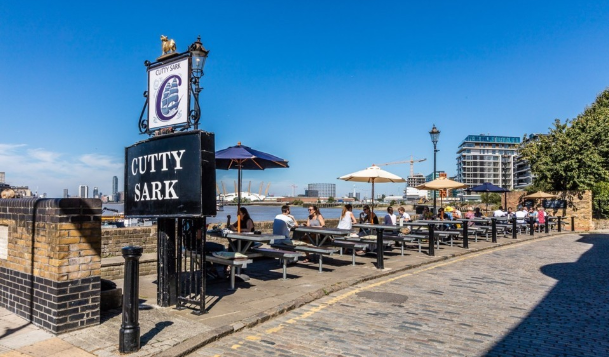 The Cutty Sark Pub on the river Thames in Greenwich